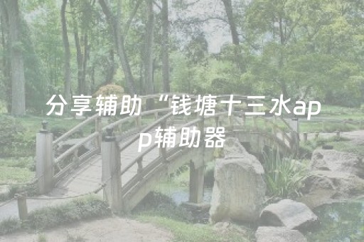 分享辅助“钱塘十三水app辅助器（专用辅牌神器免安装）