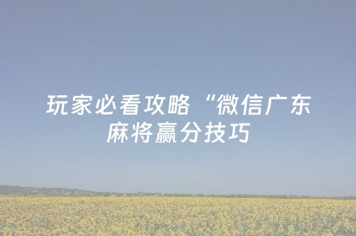 玩家必看攻略“微信广东麻将赢分技巧（专用辅牌神器免安装）