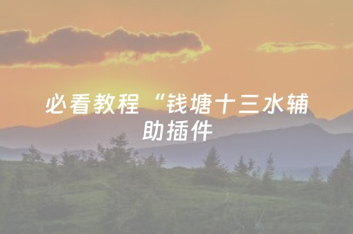 必看教程“钱塘十三水辅助插件（专用辅牌神器免安装）