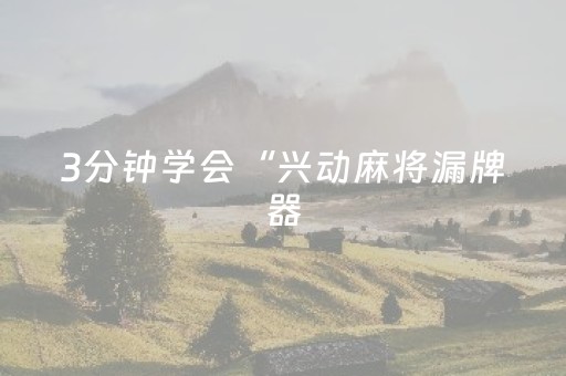 3分钟学会“兴动麻将漏牌器（专用辅牌神器免安装）