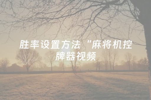 胜率设置方法“麻将机控牌器视频（专用辅牌神器免安装）