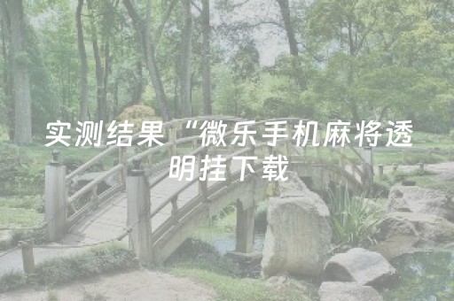实测结果“微乐手机麻将透明挂下载（专用辅牌神器免安装）