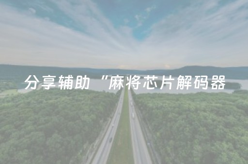 分享辅助“麻将芯片解码器（专用辅牌神器免安装）