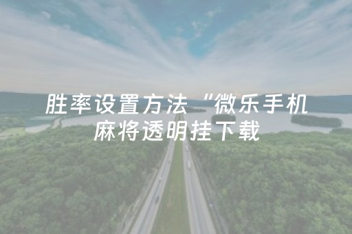胜率设置方法“微乐手机麻将透明挂下载（助赢神器通用版）