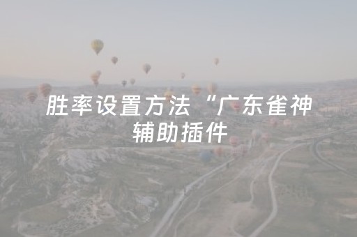 胜率设置方法“广东雀神辅助插件（助赢神器通用版）
