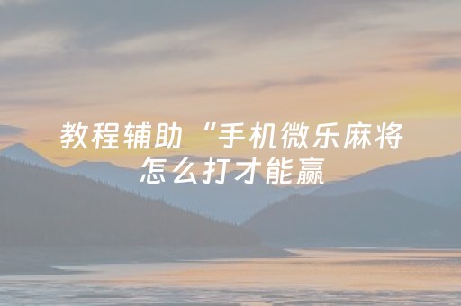 教程辅助“手机微乐麻将怎么打才能赢（专用辅牌神器免安装）
