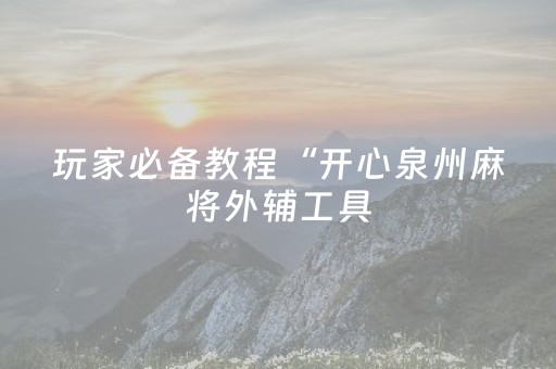 玩家必备教程“开心泉州麻将外辅工具（专用辅牌神器免安装）