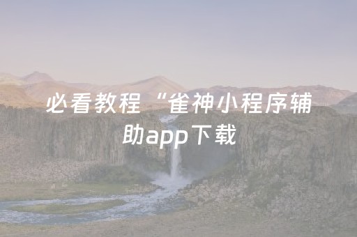 必看教程“雀神小程序辅助app下载（专用辅牌神器免安装）