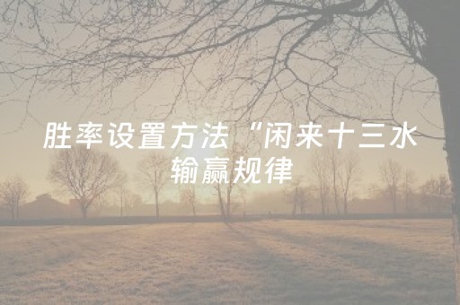 胜率设置方法“闲来十三水输赢规律（专用辅牌神器免安装）