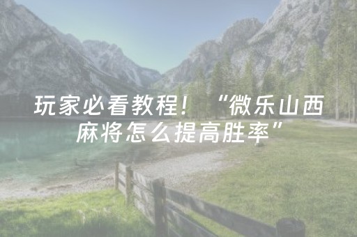 玩家必看教程！“微乐山西麻将怎么提高胜率”（详细开挂教程）-哔哩哔哩