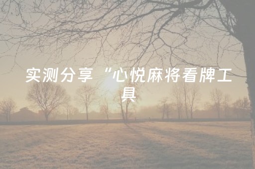实测分享“心悦麻将看牌工具（助赢神器通用版）