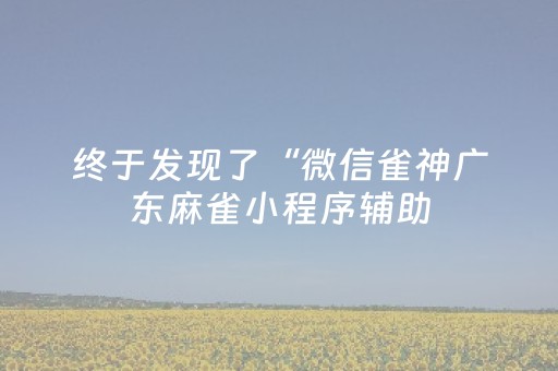 终于发现了“微信雀神广东麻雀小程序辅助（助赢神器通用版）