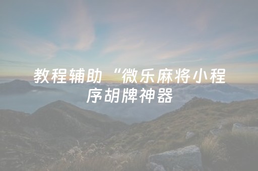 教程辅助“微乐麻将小程序胡牌神器（助赢神器通用版）