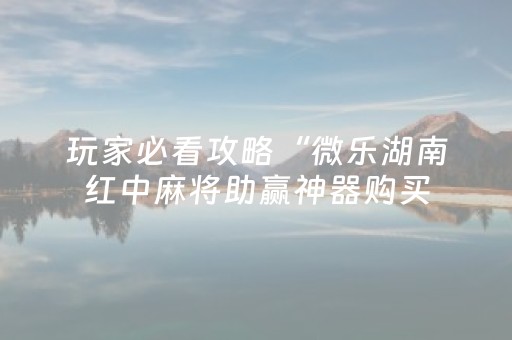 玩家必看攻略“微乐湖南红中麻将助赢神器购买（助赢神器通用版）