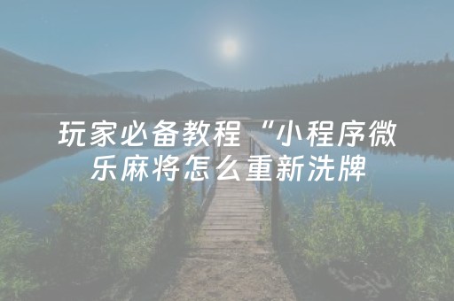 玩家必备教程“小程序微乐麻将怎么重新洗牌（助赢神器通用版）