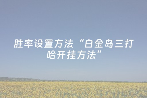 胜率设置方法“白金岛三打哈开挂方法”（详细透视教程）-哔哩哔哩