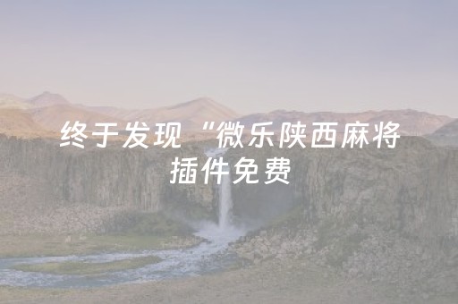 终于发现“微乐陕西麻将插件免费（助赢神器通用版）