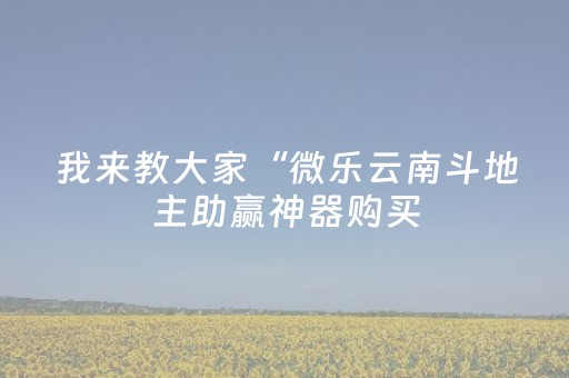 我来教大家“微乐云南斗地主助赢神器购买（助赢神器通用版）