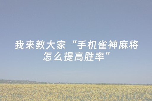 我来教大家“手机雀神麻将怎么提高胜率”（详细透视教程）-哔哩哔哩