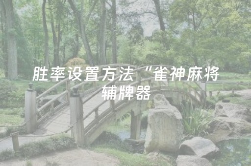 胜率设置方法“雀神麻将辅牌器（助赢神器通用版）