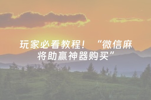 玩家必看教程！“微信麻将助赢神器购买”（详细开挂教程）-哔哩哔哩