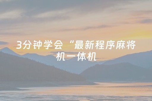 3分钟学会“最新程序麻将机一体机（专用辅牌神器免安装）