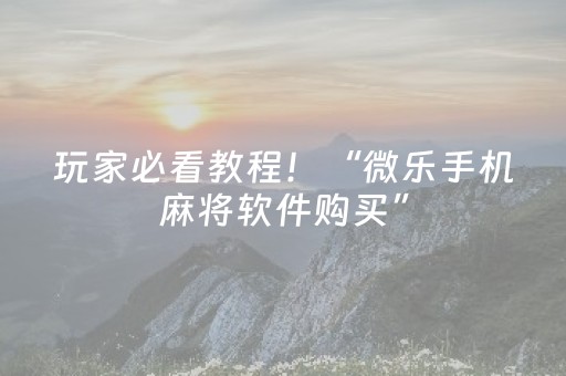 玩家必看教程！“微乐手机麻将软件购买”（详细透视教程）-哔哩哔哩