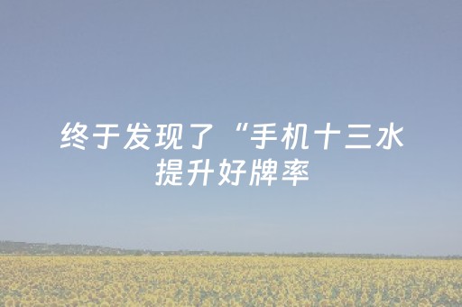 终于发现了“手机十三水提升好牌率（助赢神器通用版）