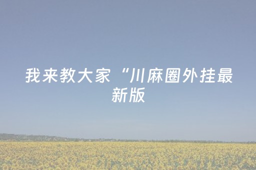 我来教大家“川麻圈外挂最新版（专用辅牌神器免安装）
