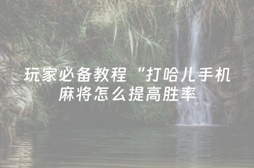 玩家必备教程“打哈儿手机麻将怎么提高胜率（助赢神器通用版）