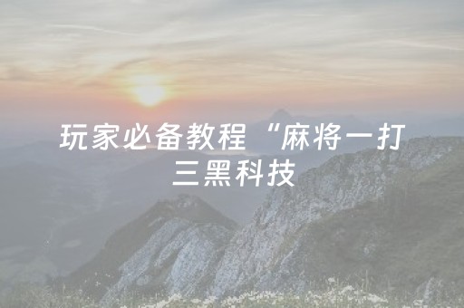 玩家必备教程“麻将一打三黑科技（专用辅牌神器免安装）