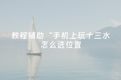 教程辅助“手机上玩十三水怎么选位置（专用辅牌神器免安装）