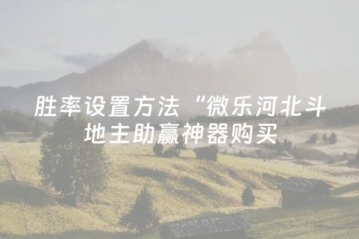 胜率设置方法“微乐河北斗地主助赢神器购买（专用辅牌神器免安装）