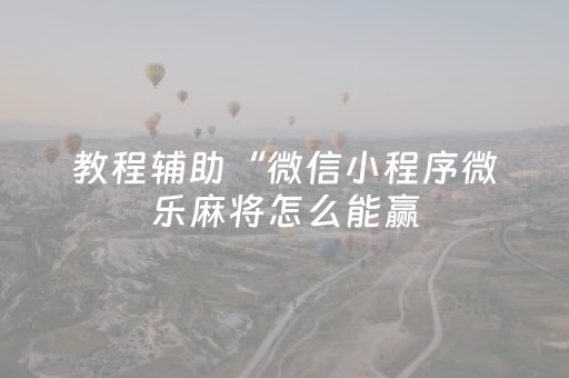 教程辅助“微信小程序微乐麻将怎么能赢（助赢神器通用版）