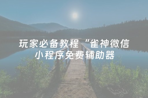 玩家必备教程“雀神微信小程序免费辅助器（助赢神器通用版）