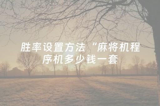 胜率设置方法“麻将机程序机多少钱一套（助赢神器通用版）