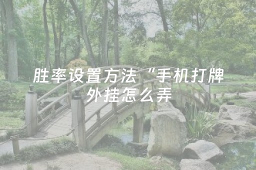 胜率设置方法“手机打牌外挂怎么弄（专用辅牌神器免安装）