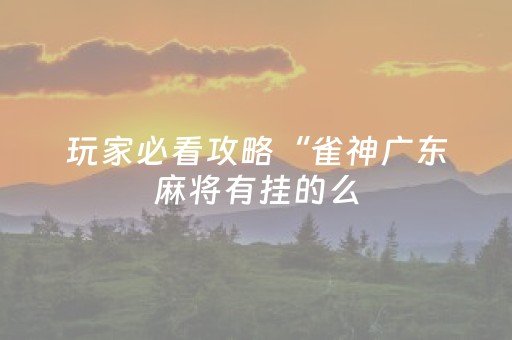 玩家必看攻略“雀神广东麻将有挂的么（专用辅牌神器免安装）