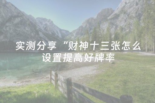 实测分享“财神十三张怎么设置提高好牌率（专用辅牌神器免安装）