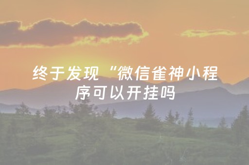 终于发现“微信雀神小程序可以开挂吗（助赢神器通用版）