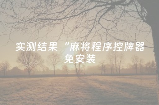 实测结果“麻将程序控牌器免安装（专用辅牌神器免安装）