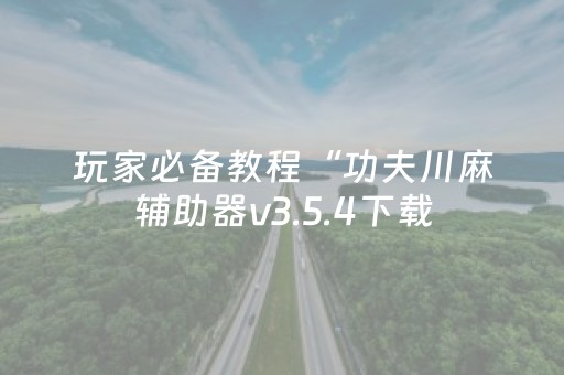 玩家必备教程“功夫川麻辅助器v3.5.4下载（助赢神器通用版）