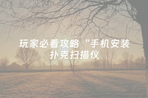 玩家必看攻略“手机安装扑克扫描仪（助赢神器通用版）