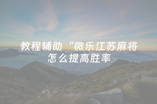 教程辅助“微乐江苏麻将怎么提高胜率（助赢神器通用版）