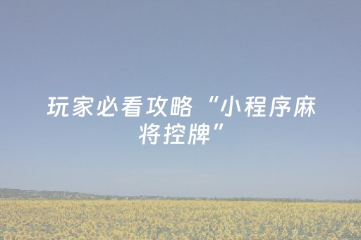 玩家必看攻略“小程序麻将控牌”（详细透视教程）-哔哩哔哩