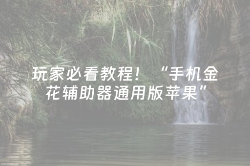 玩家必看教程！“手机金花辅助器通用版苹果”（详细透视教程）-哔哩哔哩