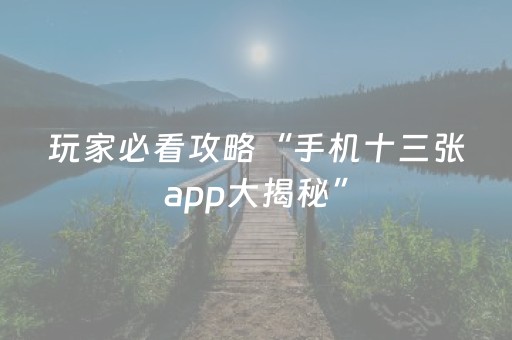 玩家必看攻略“手机十三张app大揭秘”（详细透视教程）-哔哩哔哩