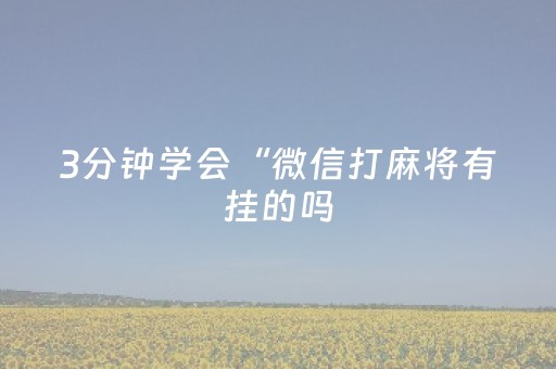 3分钟学会“微信打麻将有挂的吗（助赢神器通用版）