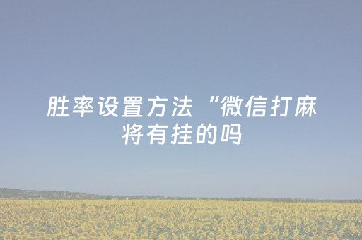 胜率设置方法“微信打麻将有挂的吗（助赢神器通用版）