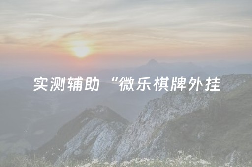 实测辅助“微乐棋牌外挂（专用辅牌神器免安装）